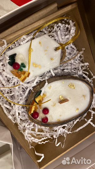 Новогодний подарок свеча и ароматическое саше