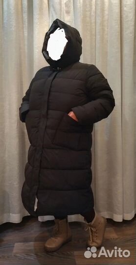 Пальто стёганое с капюшоном больших размеров