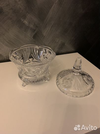 Конфетница на ножках СССР, хрусталь