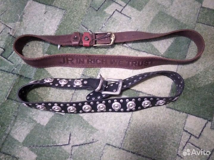 2 натуральных кожаных ремней