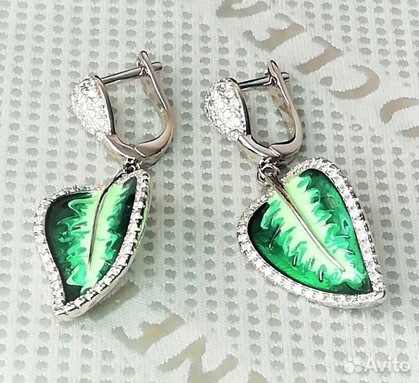 Серьги серебро эмаль С265