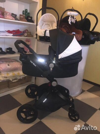 Коляска 2 в 1 эко кожа hot mom