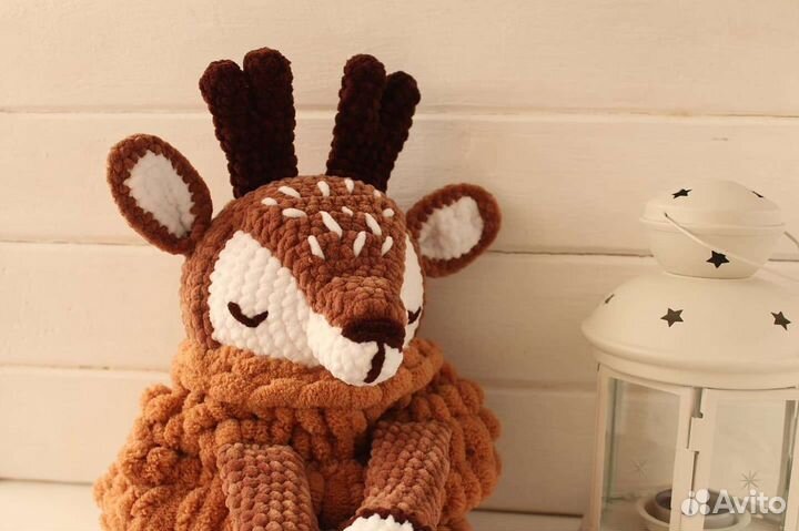 Вязаная пижамница Оленёнок, игрушка ручной работы