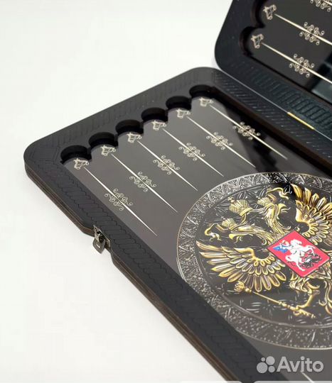 Нарды со стеклом Герб РФ