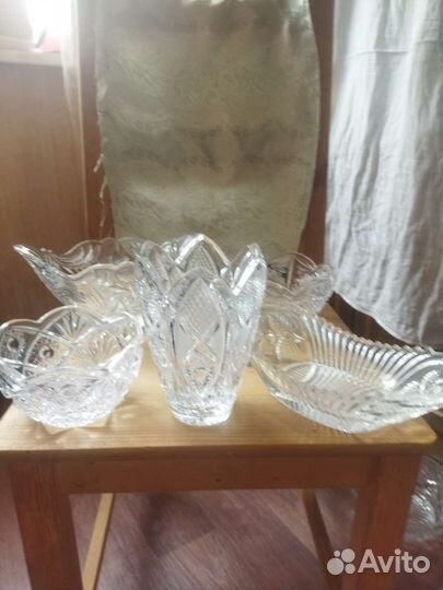 Ваза хрустальная СССР, салатники, рюмки