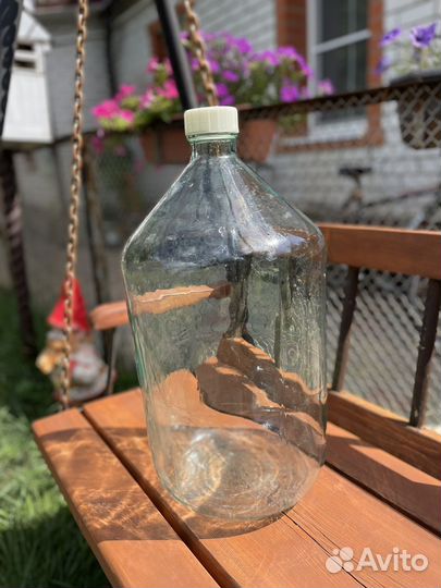 Стеклянная бутыль, 20 литров с пробкой