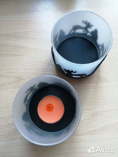 Подсвечники с оленями матовое стекло 2 штуки