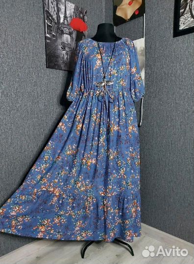 Платья хлопок единый размер до 58р