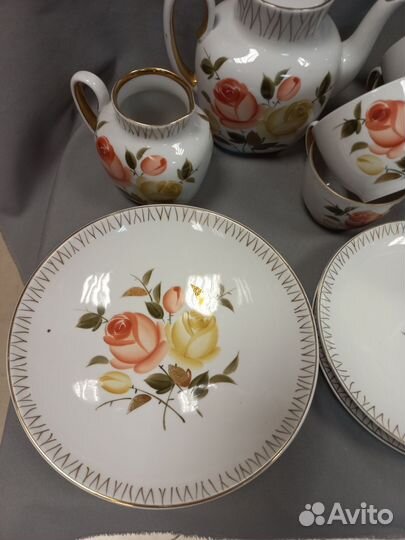 Сервиз чайный Букет чайных роз Фарфор лфз