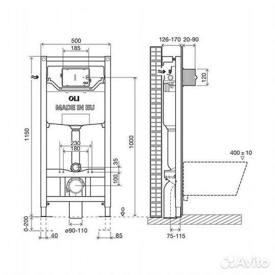 Комплект: Инсталляция OLI 120 ECO Sanitarblock pn