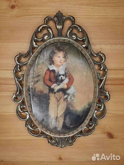 Картины шелкография в бронзовой рамке панно винтаж