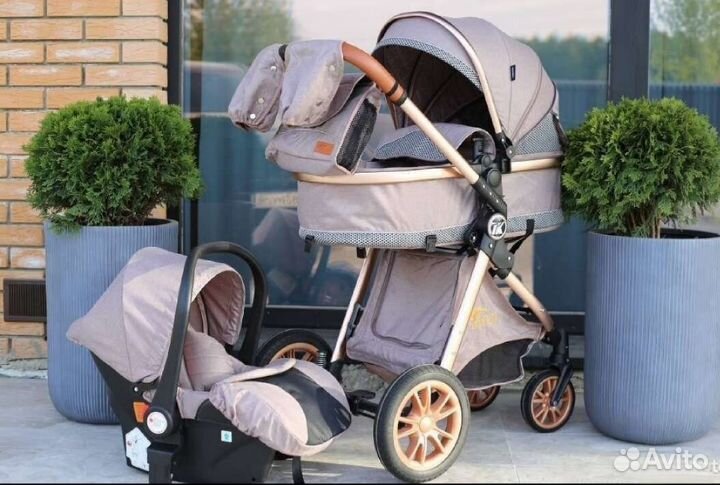 Коляска 3в1/2в1 трансформер Новая (Коричневый)