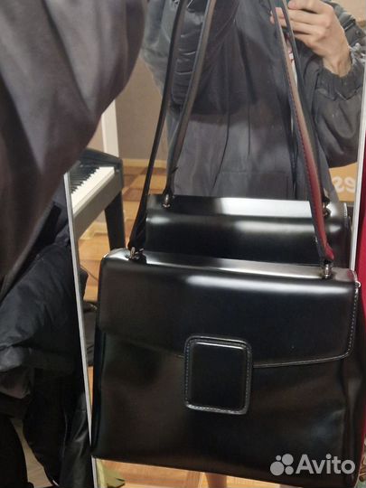 Сумка-трапеция Эконика, чёрная кожаная