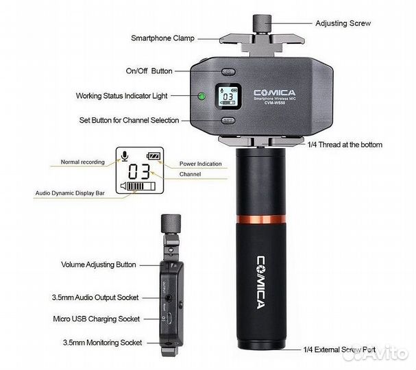 Петличная радиосистема Comica CVM-WS50B для смартф