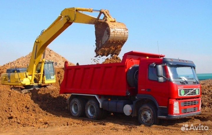 Песок строительный, Щебень гранитный, Земля сеяная