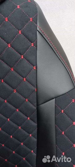 Чехлы Шевролет Лачетти Франт алькантара с красным