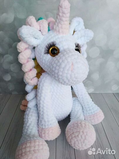 Мягкая игрушка Единорожка вязаная крючком