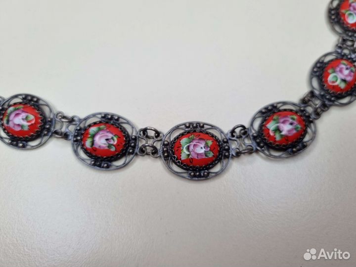 Ожерелье, кулон, серьги финифть