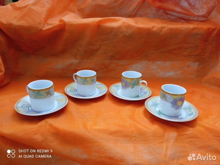 Чайный и кофейн. набор на 4 персоны, фарфор, Китай