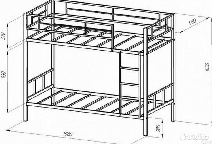 Двухъярусная кровать металл