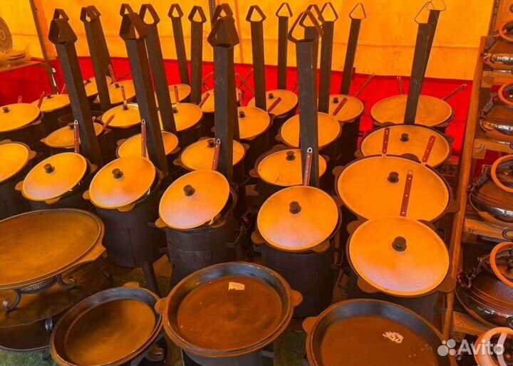 Казан чугунный с печкой и шумовкой купить