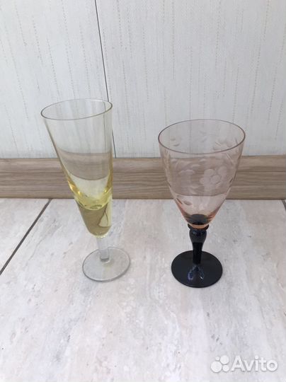 Фужеры бокалы графин солонки цветное стекло СССР