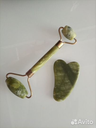 Роллер и скребок гуаша Нефрит