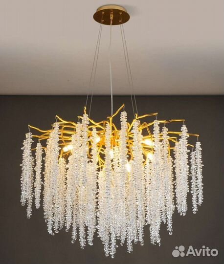 Люстра водопад хром золото дизайнерские