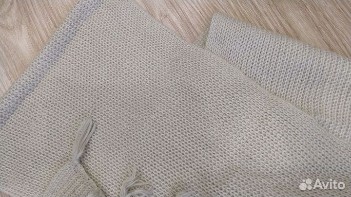 Палантин шарф платок вязанный цвет пшеничный