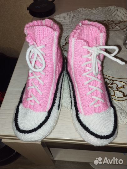 Вязаные носки кеды