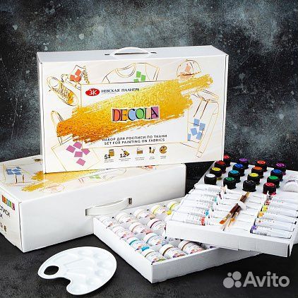 Новый Акрил краски набор д/ткани 51+12+6 Decola