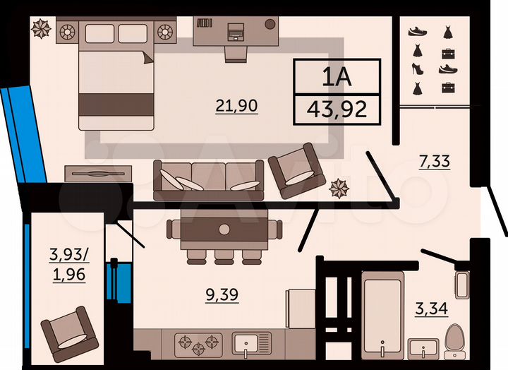 1-к. квартира, 43,9 м², 7/26 эт.