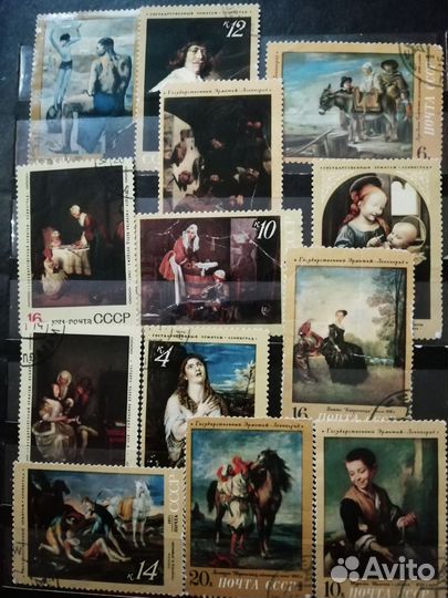 Почтовые марки Эрмитаж СССР 1972, Куба, Монголия