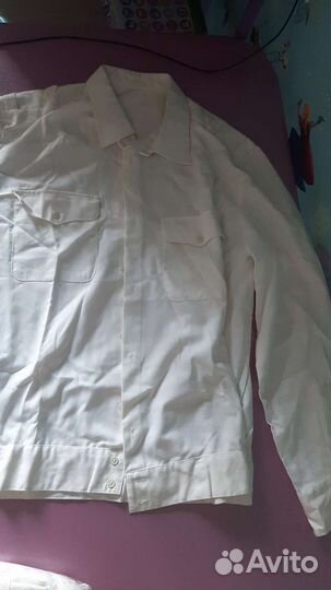 Рубашка военная белая голубая мужская