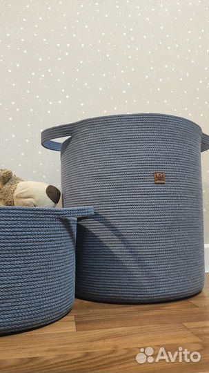 Бельевая корзина из хлопкового шнура