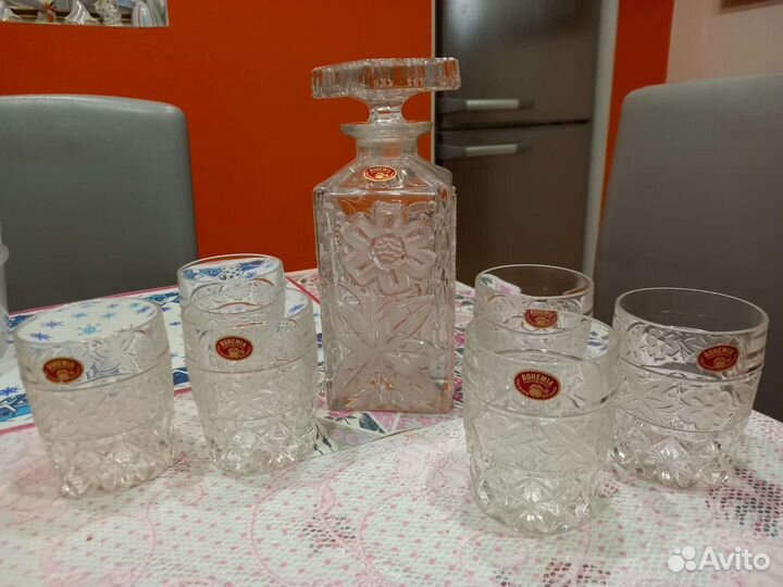 Набор штоф и стаканы Богемия