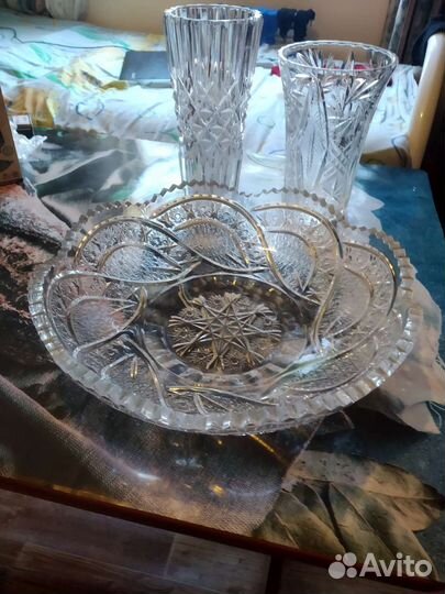 Ваза для фруктов для цветов хрусталь