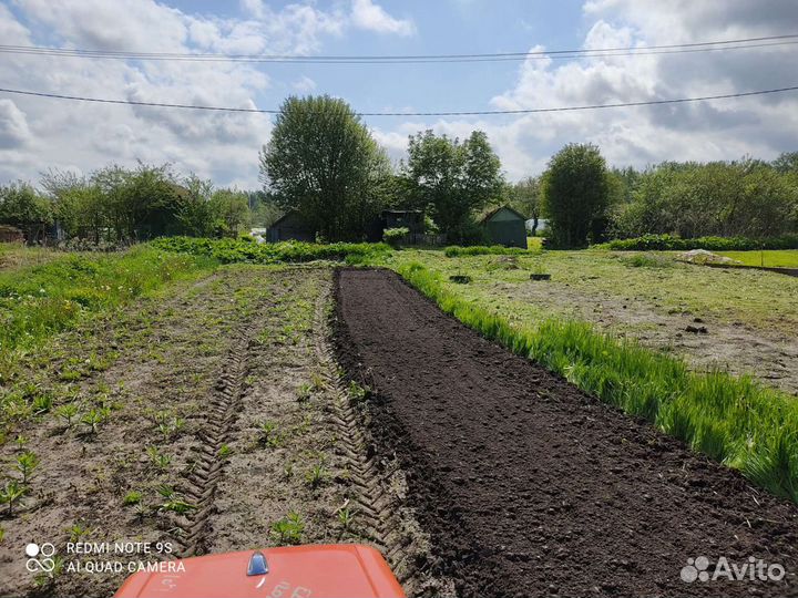 Вспашка земли, активной фрезой, газон под ключ