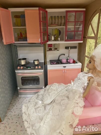 Кукольный домик для барби с мебелью