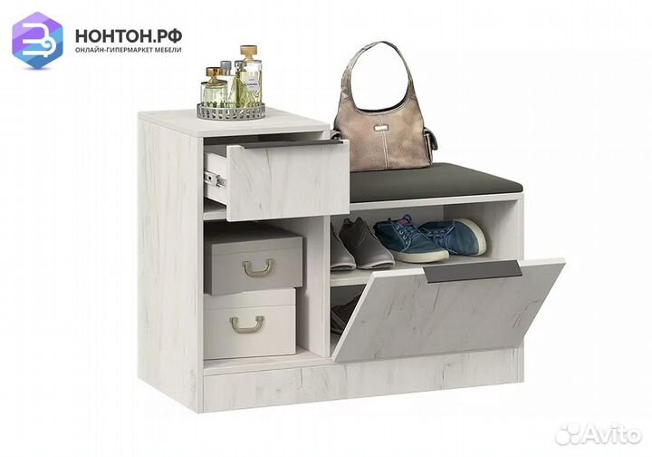 Тумба для обуви комбинированная Агата дуб крафт бе