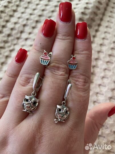 Детские серьги 2 пары