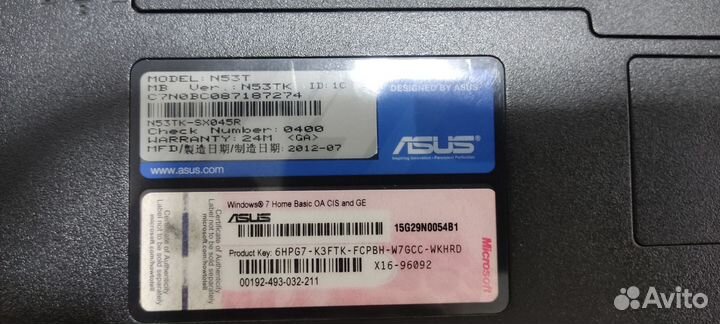 Ноутбук Asus n53t