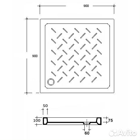 Душевой поддон фаянс RGW Ceramics CR-B 90х90х10