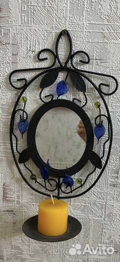 Подсвечник кованый с зеркалом