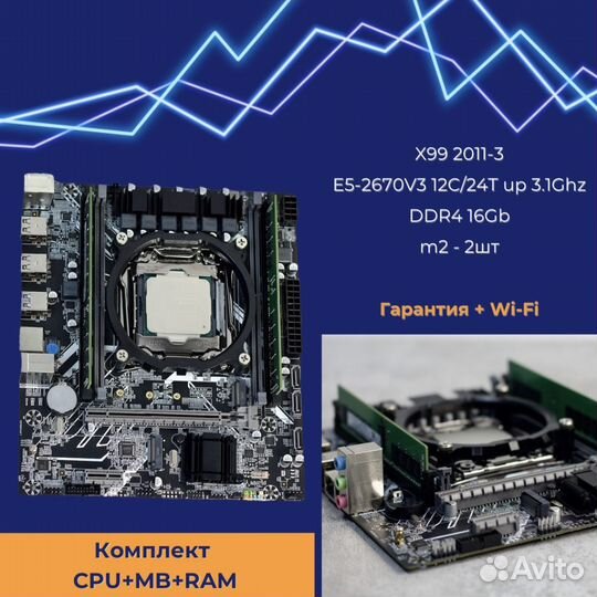 Игровой Комплект 12 ядер 16Gb Х99 + Гарантия
