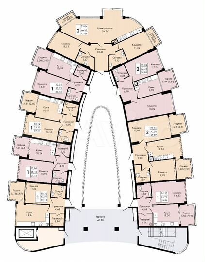 2-к. квартира, 77,8 м², 7/9 эт.
