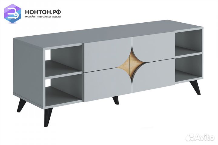 Тв-тумба Монро шиншилла серая / дуб крафт золотой