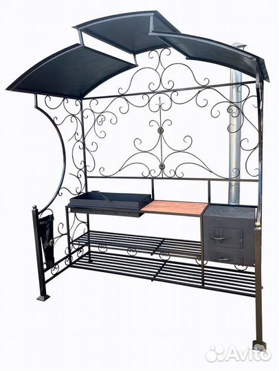 Мангал для дачи с крышей Kovmangal Недда 235х195х1