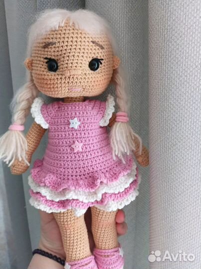 Вязаные игрушки ручной работы, кукла