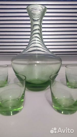 Графин+4 стопки цветное стекло СССР